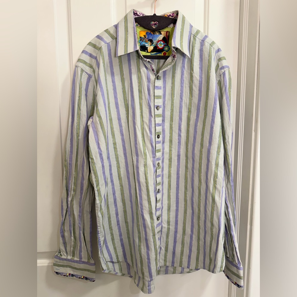 Robert Graham Striped Button Down Shirt L